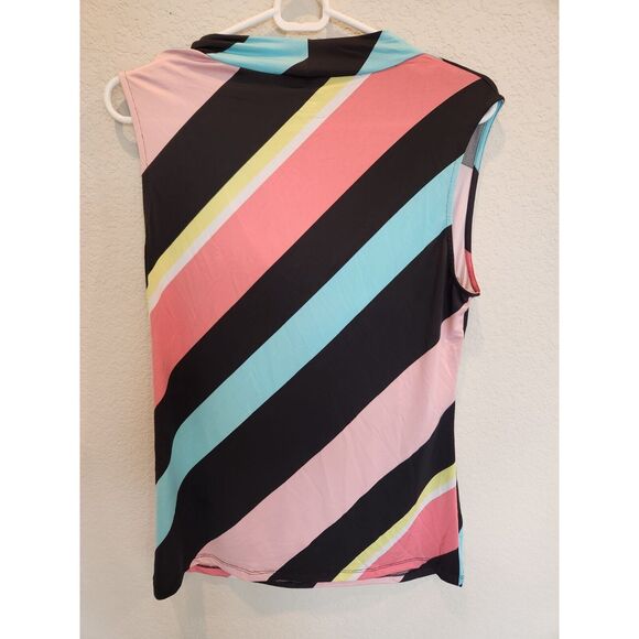 Worthington Womens Sz L Scoop Neck Sleeveless Blouse Bright Striped - Picture 4 of 4